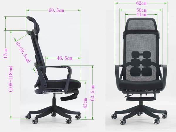 Reclining High-Back Mesh Ergonomic Office Chair with Retractable Footrest