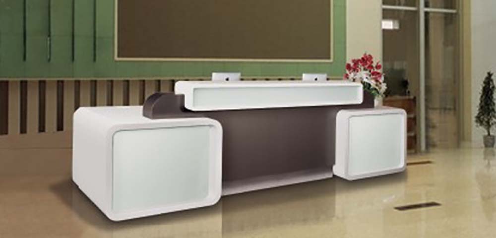 Curved Dual-Station Two-Tone Commercial Lobby Reception Desk