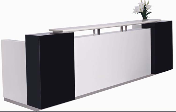 Asymmetric L-Shaped Two-Tier High-Gloss Commercial Reception Desk