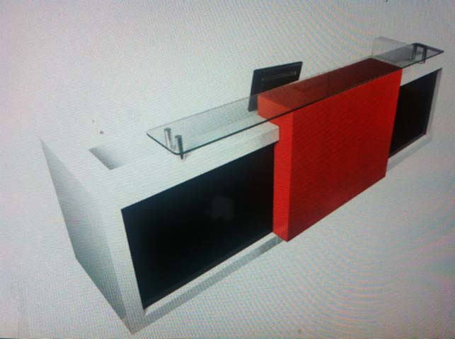 L-Shaped Tempered Glass Top Commercial Reception Desk