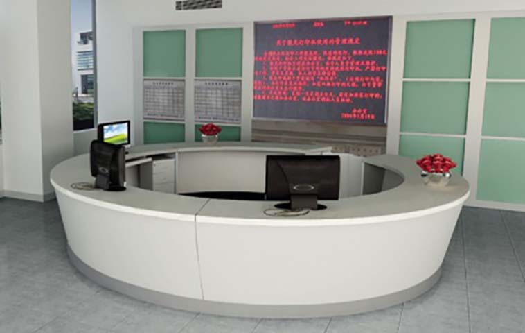3-Station Semi-Circular Matte White Office Reception Desk