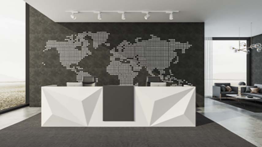 Dual-Station Faceted Geometric Commercial Office Reception Desk