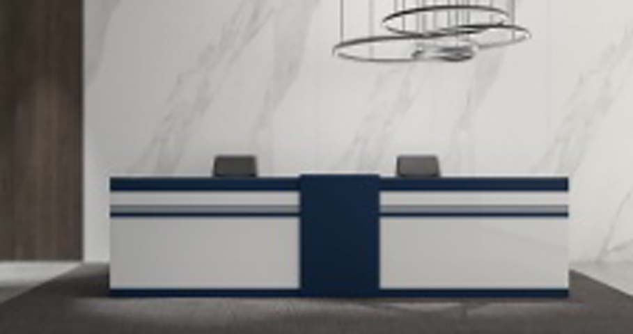 Modern Navy and Off-White Dual-Workstation Linear Reception Desk