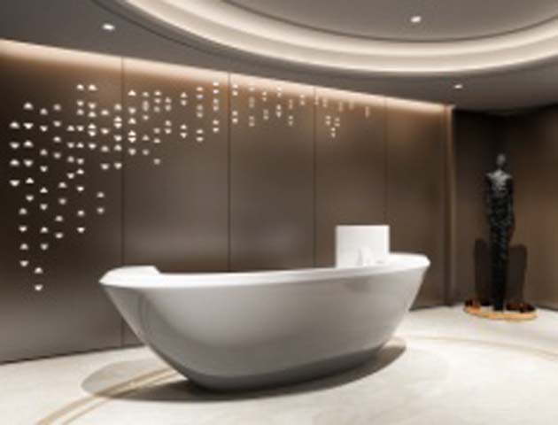 Boat-Shaped White Freestanding Soaking Bathtub with Rim-Mounted Faucet
