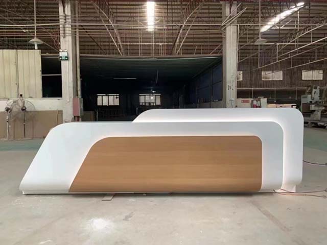 Curved Asymmetrical LED Light Commercial Reception Desk