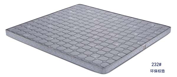 Thin Eco-Friendly Coir Palm Mattress with Grey Hexagonal Quilted Cover