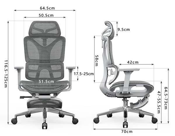 High Back Ergonomic Mesh Office Chair with Retractable Footrest