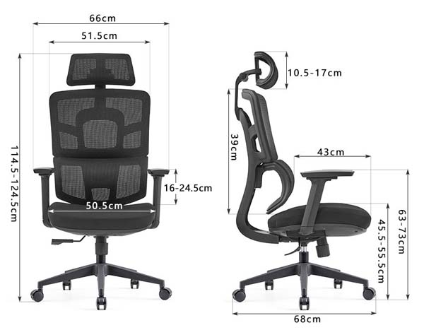 High-Back Ergonomic Mesh Office Chair with Adjustable Headrest and Lumbar Support
