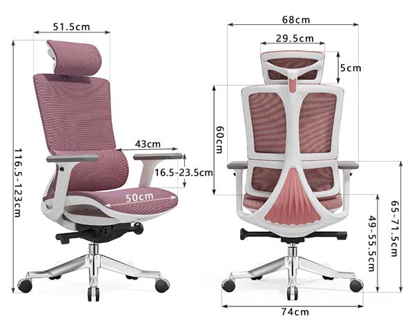Pink Mesh High-Back Ergonomic Office Chair with Adjustable Headrest