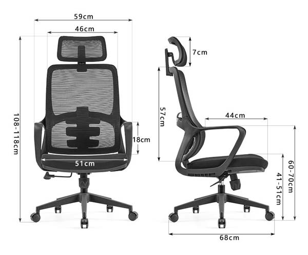 High-Back Ergonomic Mesh Office Chair with Adjustable Headrest