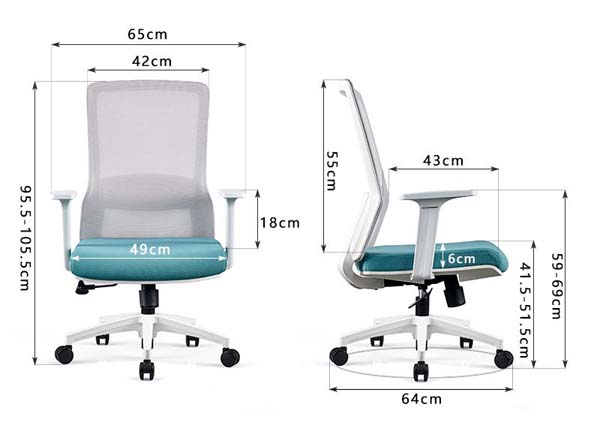 Mid-Back Ergonomic Mesh Office Task Chair with Fixed Armrests