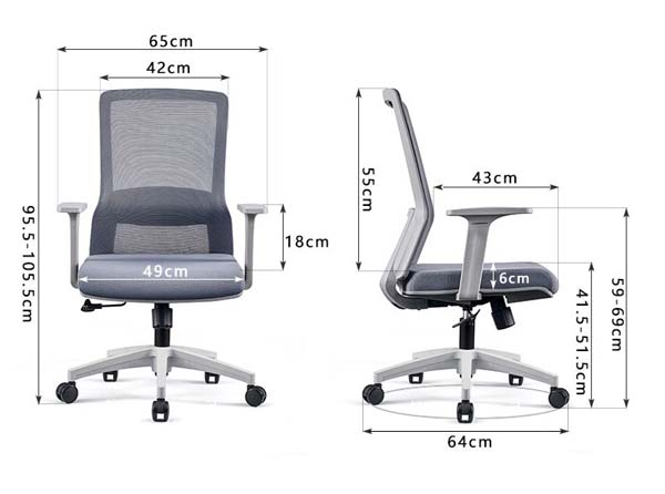 Mid-Back Fixed Armrest Ergonomic Mesh Office Chair