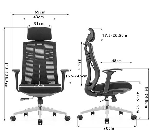 High-Back Ergonomic Mesh Office Chair with Adjustable Headrest and Height-Adjustable Armrests