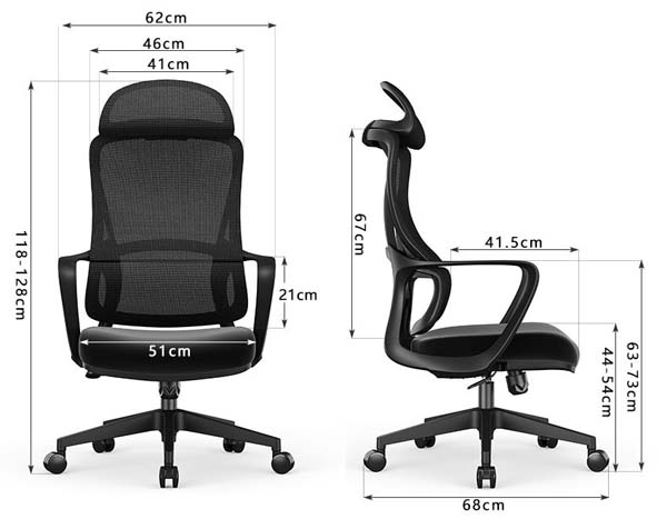 High-Back Mesh Ergonomic Office Task Chair with Headrest
