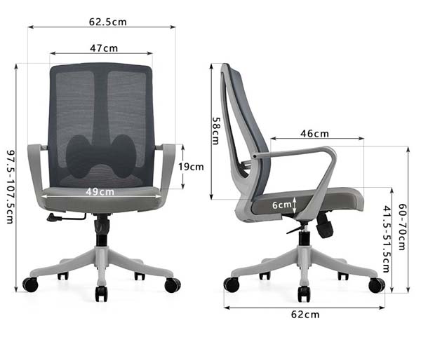 Mid-Back Ergonomic Mesh Office Task Chair with Adjustable Height