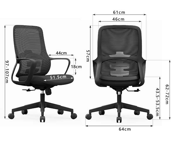 Mid-Back Mesh Ergonomic Office Task Chair with Fixed Armrests
