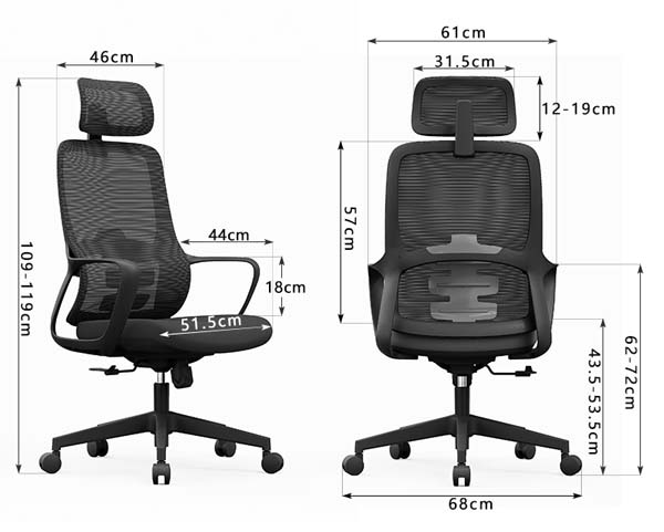 High-Back Ergonomic Mesh Office Chair with Adjustable Headrest