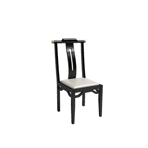 New Chinese Style Armless Solid Wood Dining Chair with Upholstered Seat