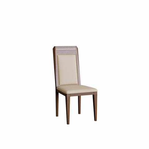 Two-Tone Walnut-Grey Frame Beige Upholstered Armless Dining Side Chair