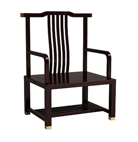 New Chinese Official Hat Style High-Back Solid Wood Armchair