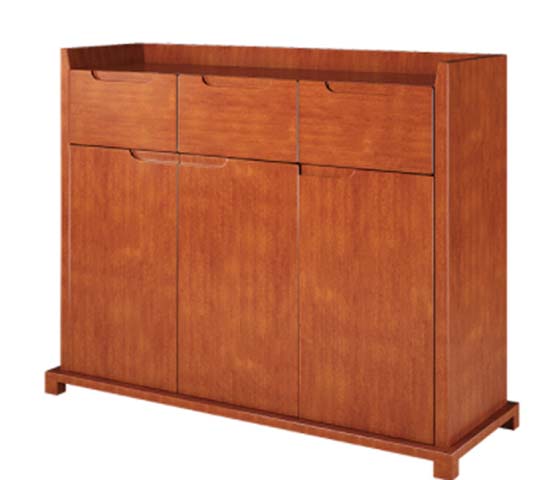 Warm Cherry Finish 3-Drawer 3-Door Freestanding Storage Sideboard with Gallery Rail