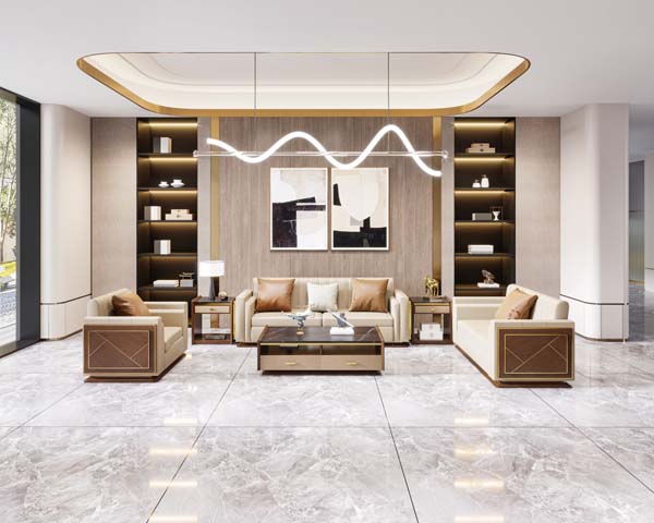 Luxury Commercial Reception Lounge Seating Set with Coffee and Side Tables