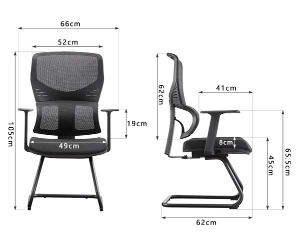 Black Mesh Back Conference Office Chair with Cantilever Sled Base