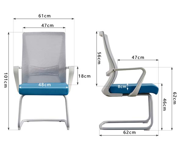 Cantilever Mesh Back Conference Office Chair with Blue Padded Seat