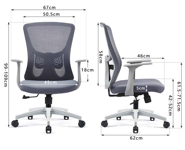 Mid-Back Mesh Ergonomic Task Office Chair with Fixed Armrests