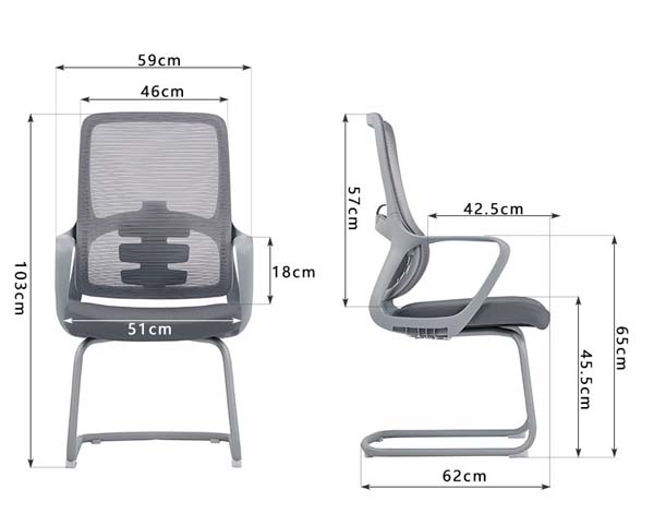 Mid-Back Mesh Cantilever Conference Office Chair with Fixed Arms