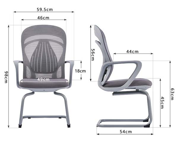 Grey Mesh Back Cantilever Conference Meeting Chair