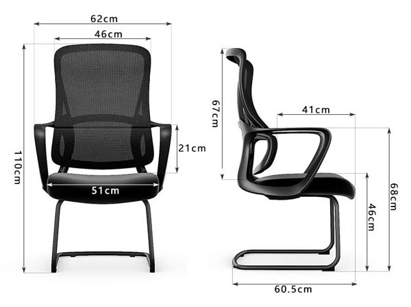 Black Mesh Back Cantilever Sled Base Meeting Office Chair