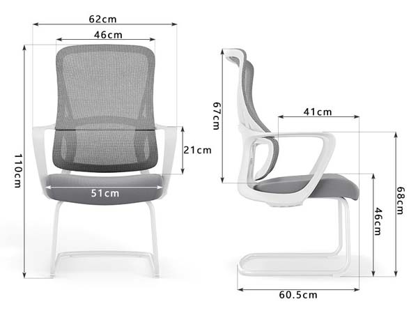 Mid-back ergonomic mesh cantilever office visitor chair