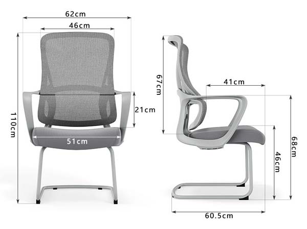 Grey Mesh Cantilever Sled Base Office Meeting Guest Chair