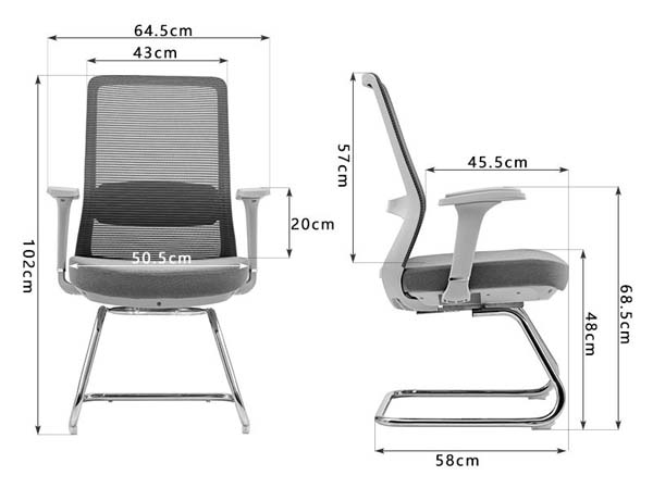 Mesh Back Cantilever Office Guest Chair with Fixed Armrests