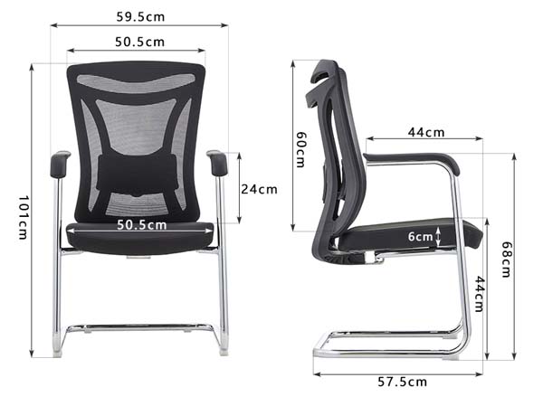 Black Mesh Back Cantilever Conference Visitor Chair with Integrated Coat Hanger