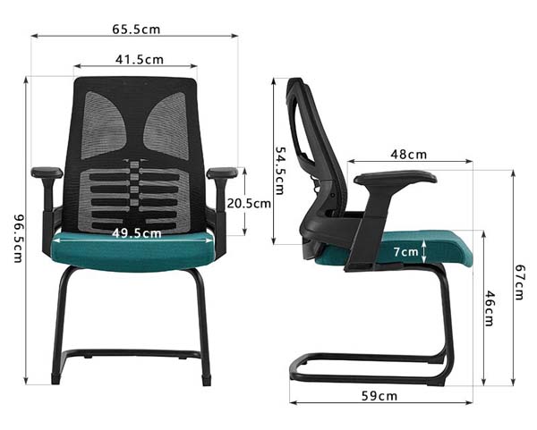 Teal Cantilever Mesh Office Visitor Chair with Fixed Armrests