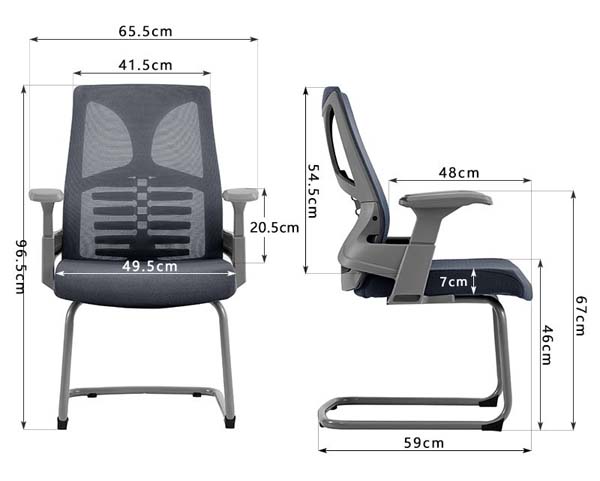 Cantilever Mesh Back Office Visitor Chair with Fixed Arms