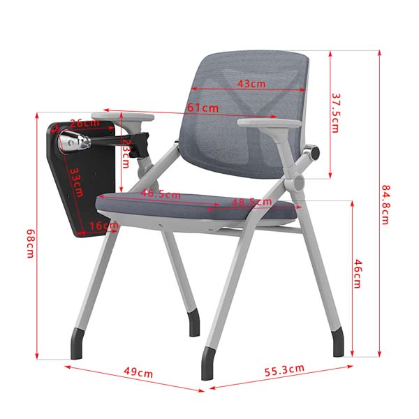 Folding Mesh Training Chair with Folding Writing Tablet