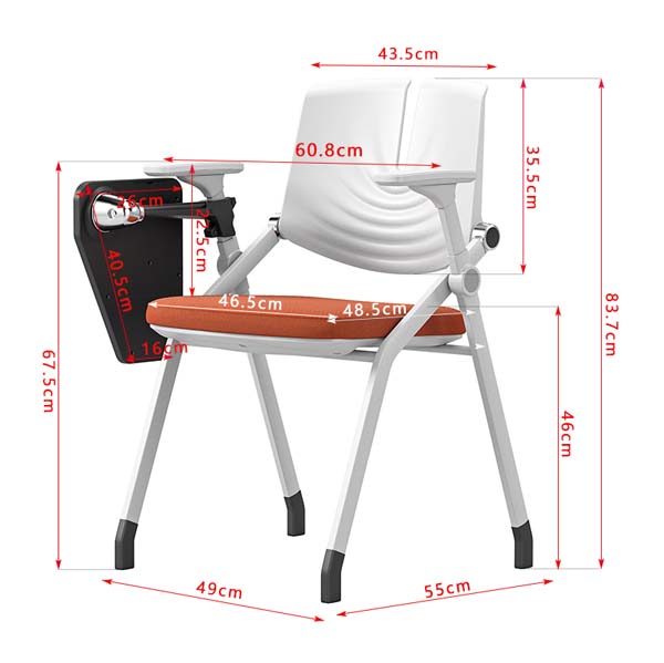 Folding Stackable Training Chair with Attached Side Writing Tablet