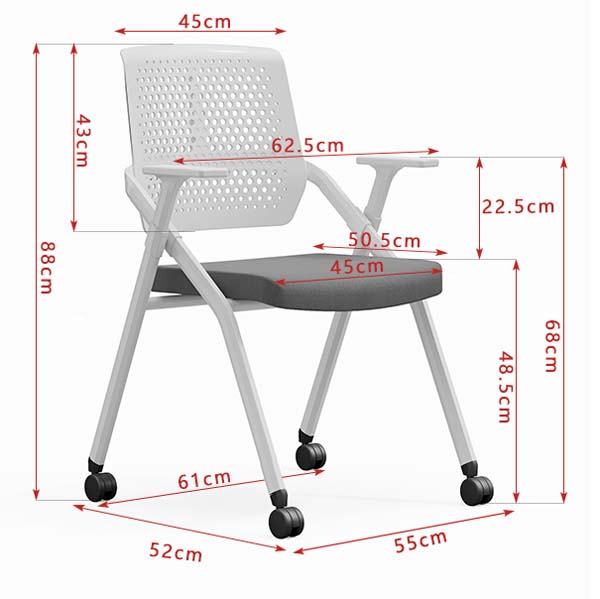 Mobile Training Office Armchair with Perforated Plastic Back