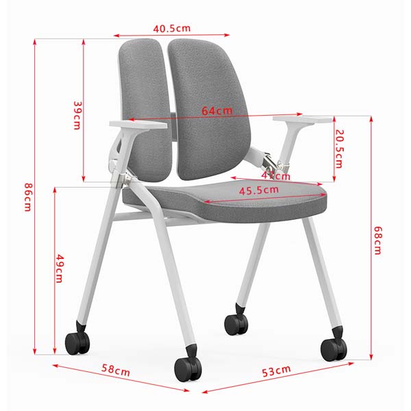 Mobile Folding Training Office Chair with Split Backrest