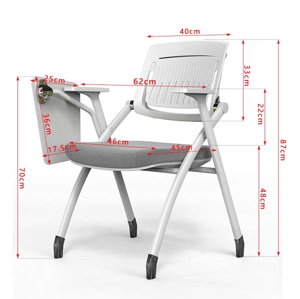 Foldable Stackable Training Chair with Left-Side Writing Tablet