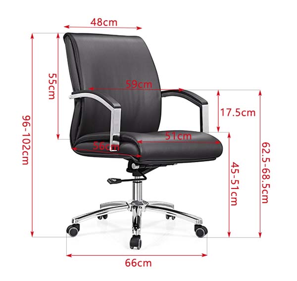 Black Upholstered Mid-Back Swivel Conference Office Chair