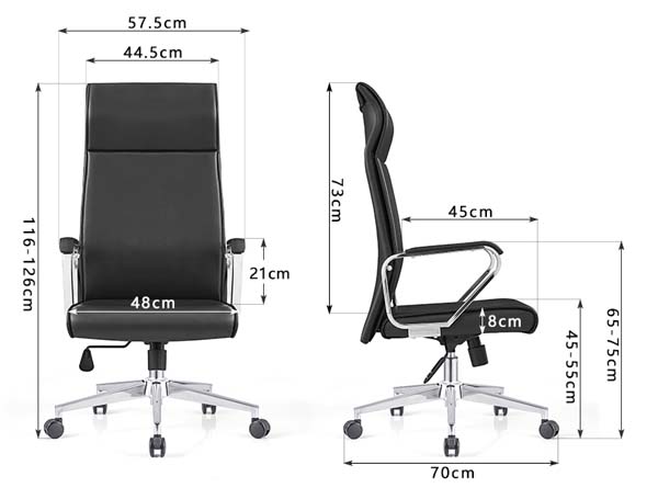 High-Back Black Faux Leather Executive Office Chair with Chrome Base