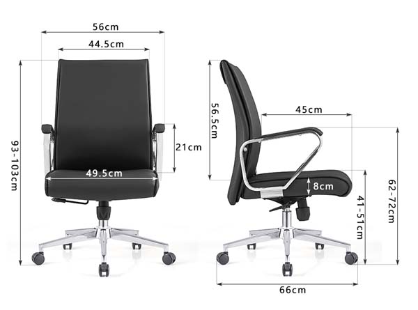 Mid-Back Black Faux Leather Swivel Office Task Chair