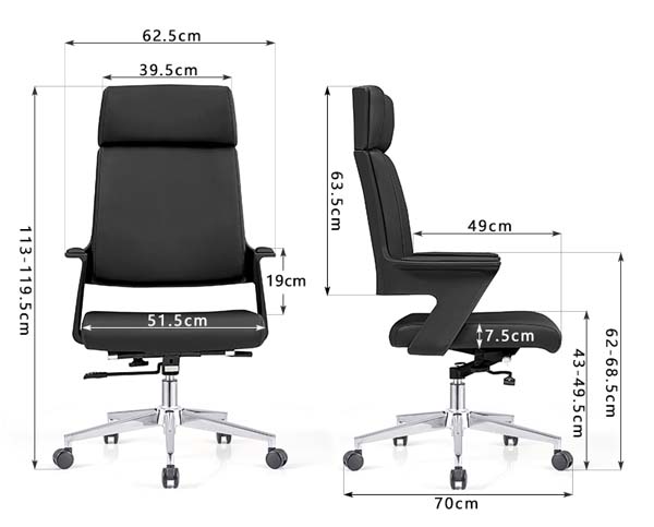 Black Faux Leather High-Back Executive Office Chair with Chrome Five-Star Base