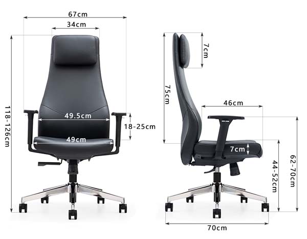 Black Faux Leather High-Back Ergonomic Executive Office Chair with Adjustable Height and Armrests