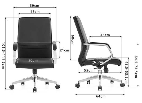 Mid-Back Black Faux Leather Height-Adjustable Swivel Executive Office Chair