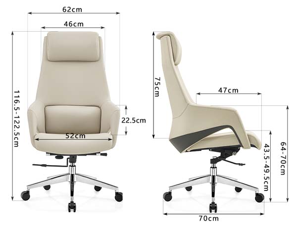 High-Back Beige PU Leather Executive Office Chair